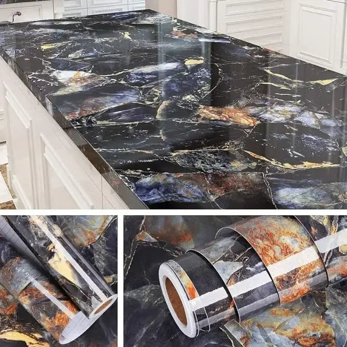 Black Blue Marble Finish Pvc Adhisive Sheet