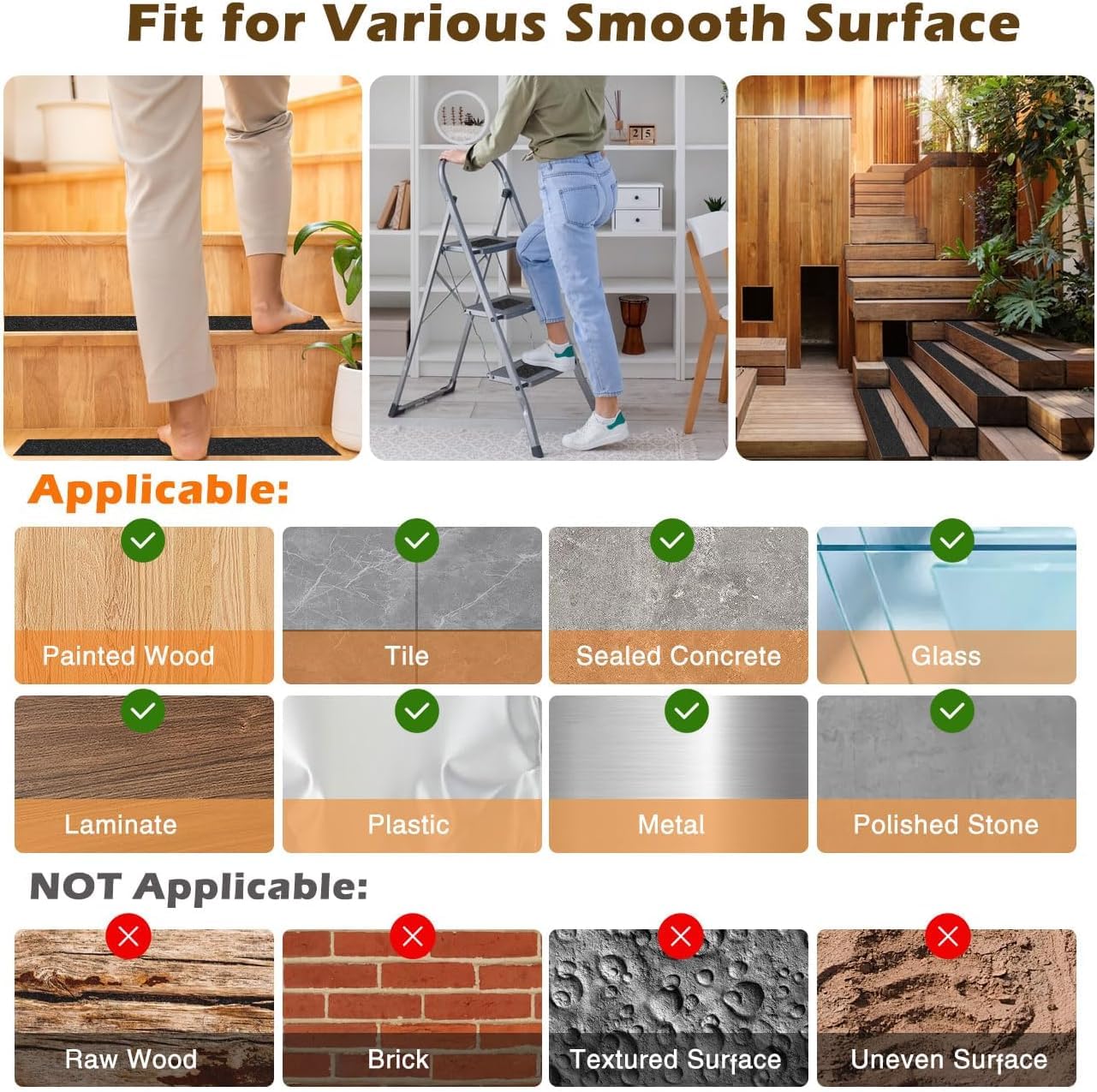 Anti-Skid Tape For Stairs High Traction Abrasive Tape for Slippery Floors, Staircase, Ramps, Indoor, Outdoor |5Mx 50MM (Black) - 1 Pack|