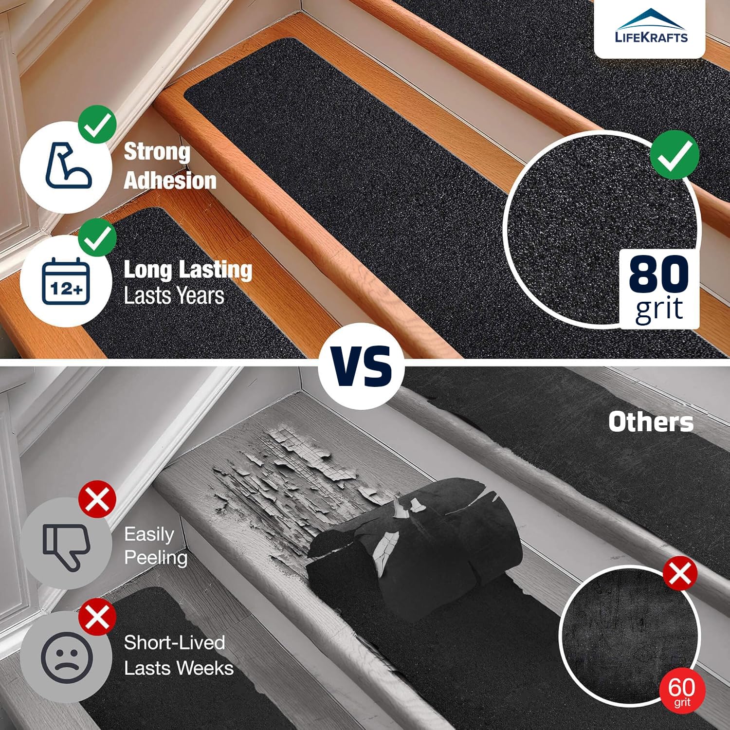 Anti-Skid Tape For Stairs High Traction Abrasive Tape for Slippery Floors, Staircase, Ramps, Indoor, Outdoor |5Mx 50MM (Black) - 1 Pack|