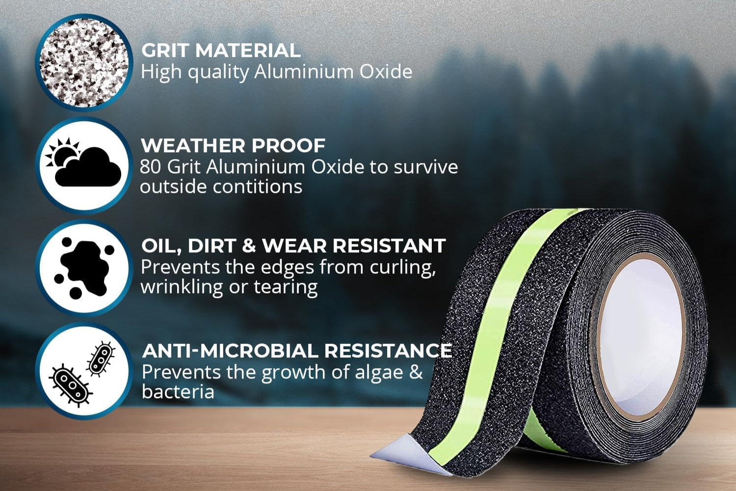 Anti-Skid Tape for Stairs | Black and Glow Tape for Stairs, Floor, and Ramps Heavy Duty Adhesive Non-Slip Tape | Black – Glow 18Mx50MM | Safety Anti Slip tape