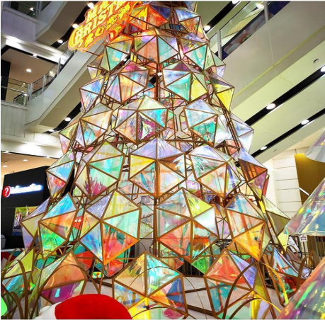 Red Iridescent Window Film, Holographic Window Tint Decorative Dichroic Film Colored Rainbow Film