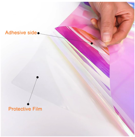 Blue Iridescent Window Film, Holographic Window Tint Decorative Dichroic Film Colored Rainbow Film