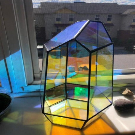 Blue Iridescent Window Film, Holographic Window Tint Decorative Dichroic Film Colored Rainbow Film