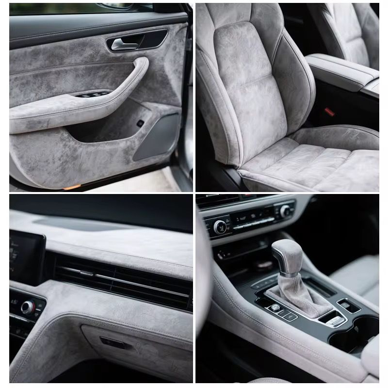 Grey Suede Car Interior Wrapping Fabric